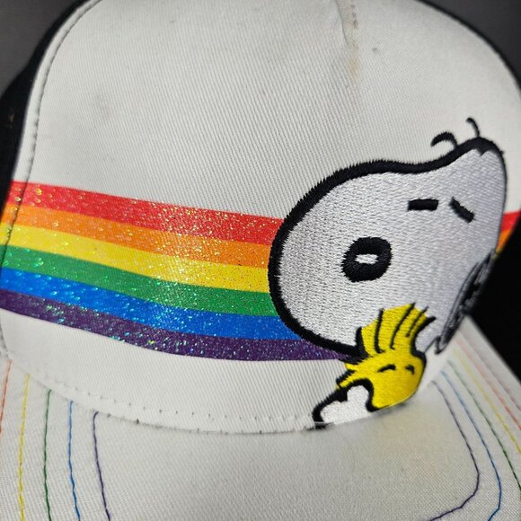 Snoopy Woodstock Snapback Baseball Trucker Hat Rainbow Adjustable Embroidered - Picture 2 of 10